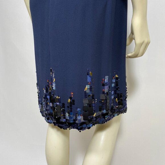 CHANEL Navy Silk Sequin Trim Cruise 2015  Dress *As Is* SAMPLE - Picture 14 of 16